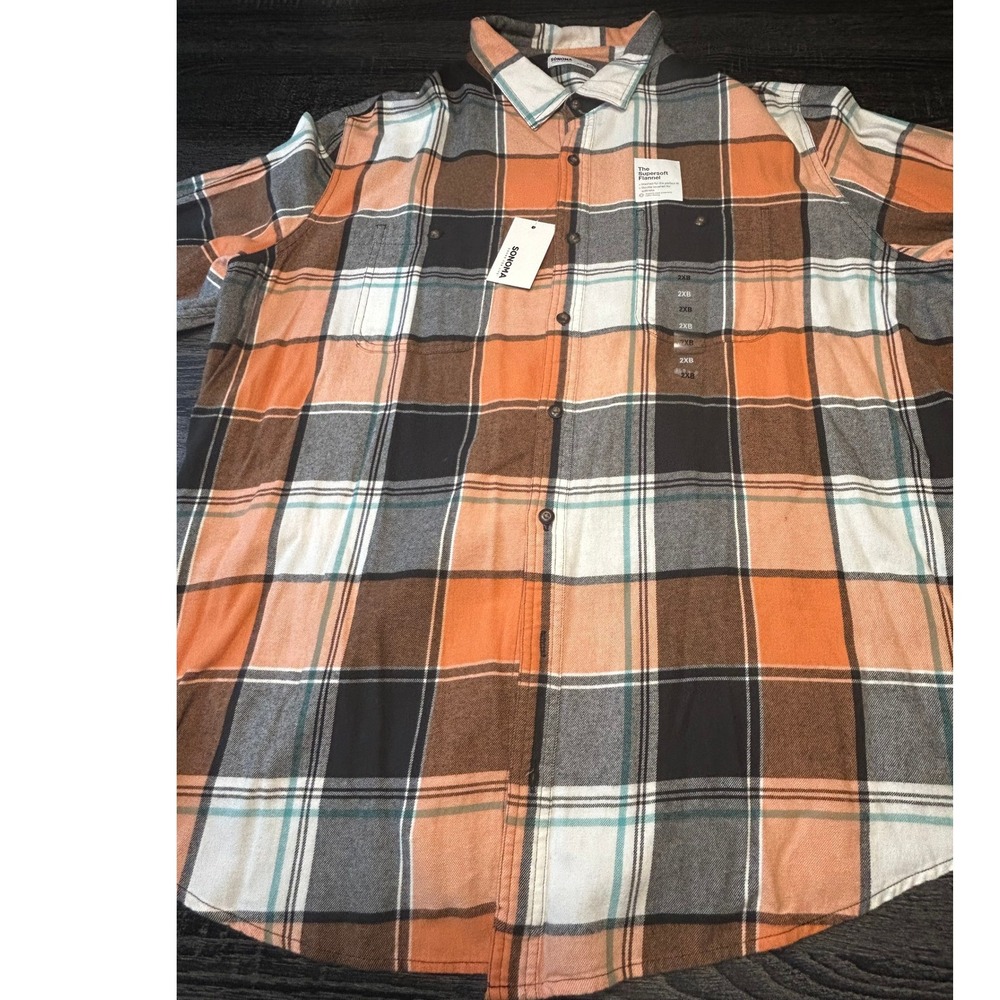 Sonoma Goods For Life Mens Supersoft Flannel Shirt 2XB‎ Big & Tall Plaid